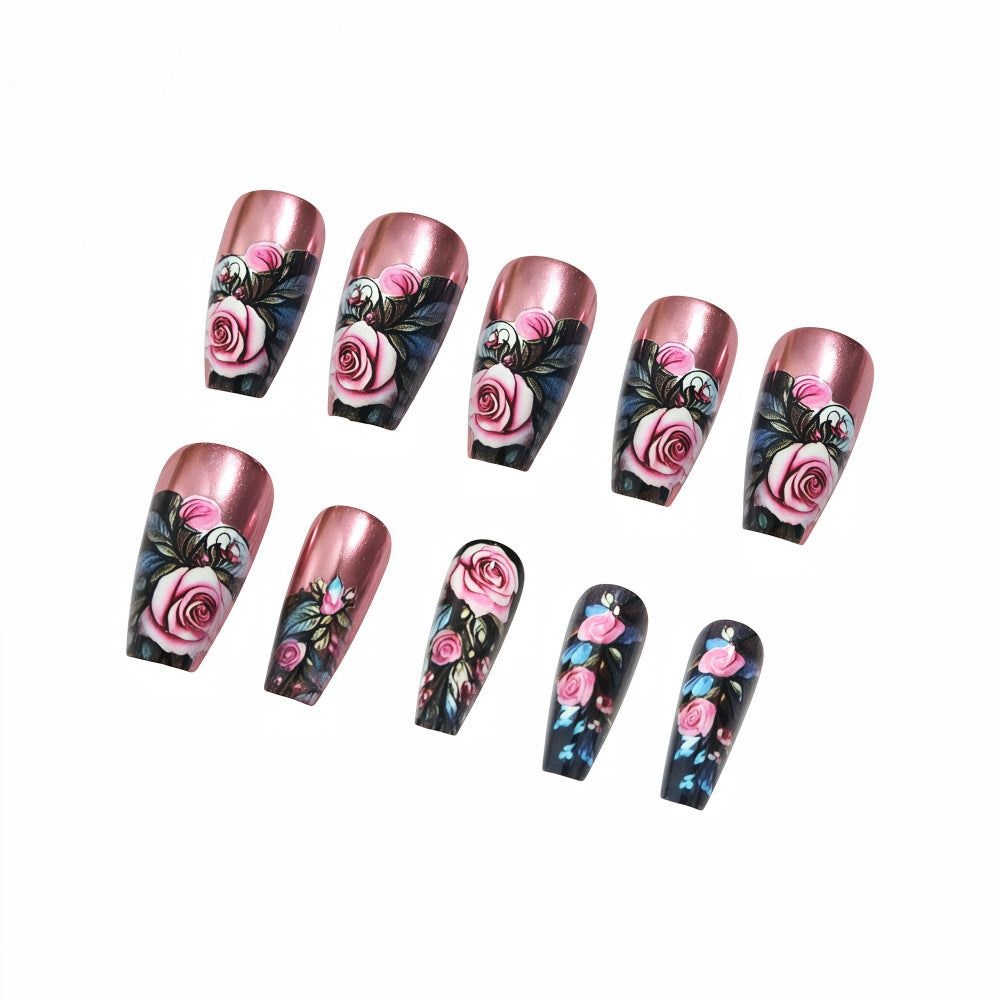 Artificial nails with floral rose pattern Kalsten