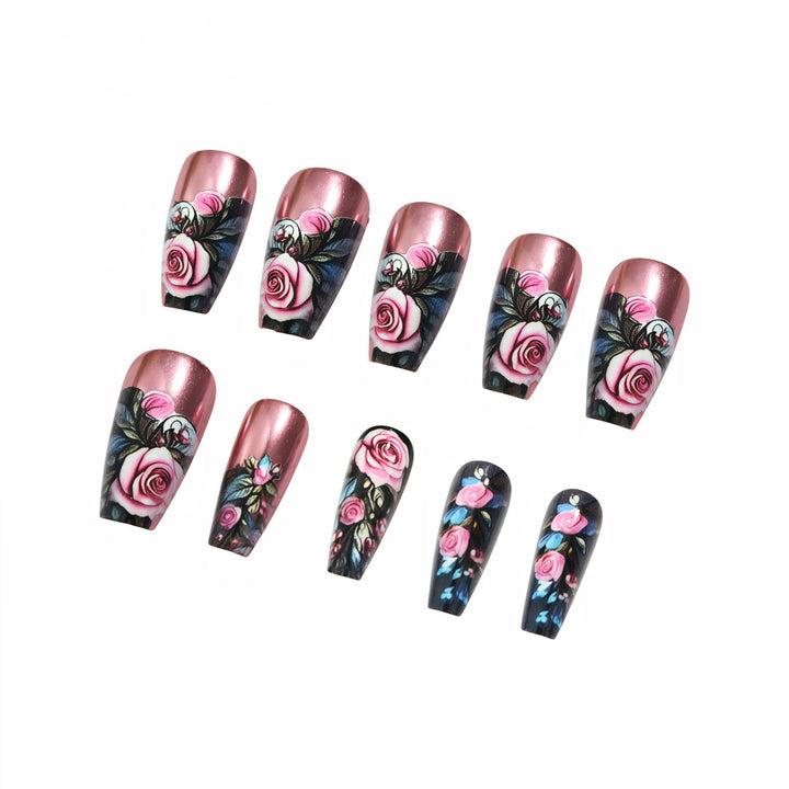 Artificial nails with floral rose pattern Kalsten