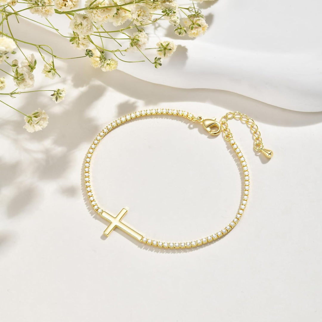 Crystal-Embellished Cross Charm Bracelet Kalsten