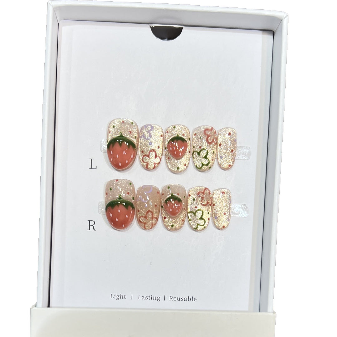 Artistic Strawberry-Themed Press-On Nail Set Kalsten
