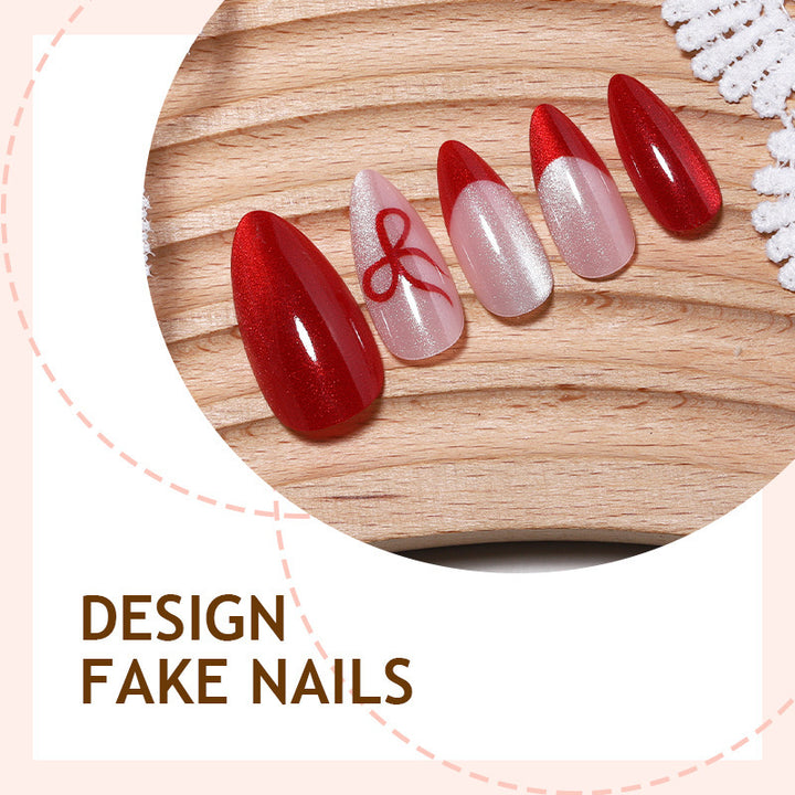 Press-on Nail Set with Glamorous Red and Rose Tones Kalsten