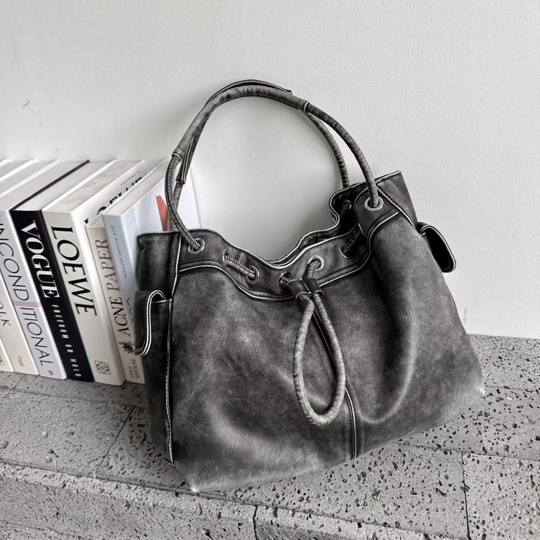 Distressed Leather Slouchy Tote