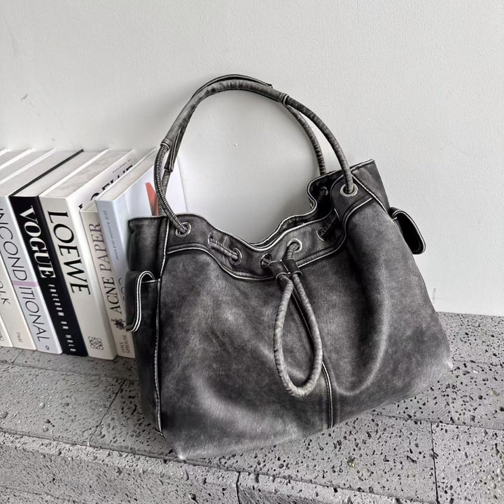Distressed Leather Slouchy Tote