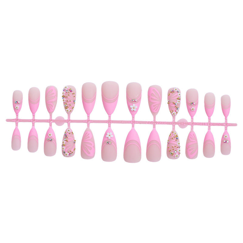 Artificial nail set with elegant flower and glitter decorations Kalsten