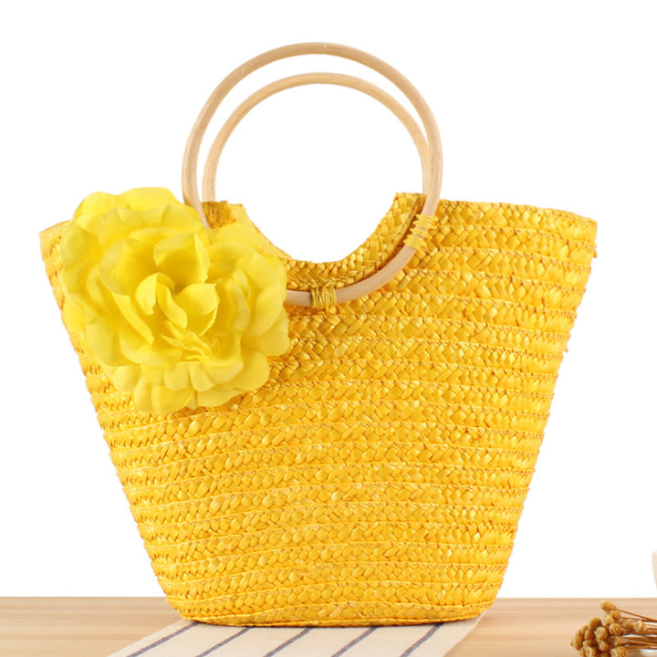 Braided straw bag with floral accent Kalsten