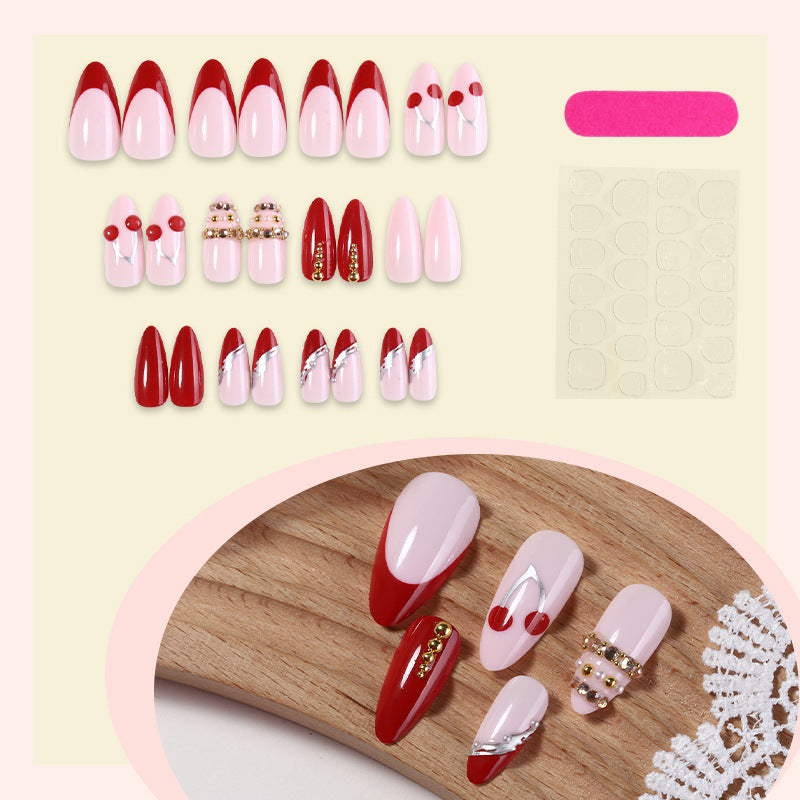 Artificial nail set with glamorous accents and cheerful patterns Kalsten
