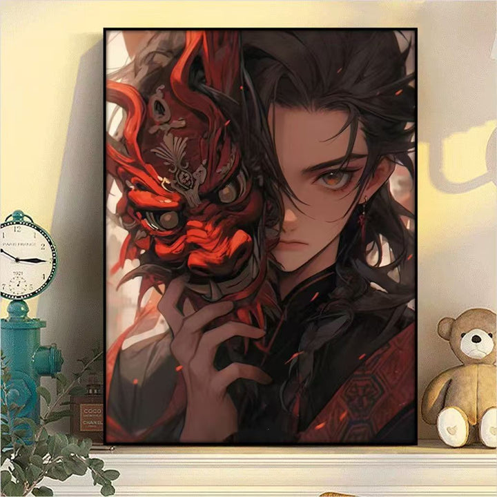 Dramatic Fantasy Mask Illustration Canvas Art Kalsten