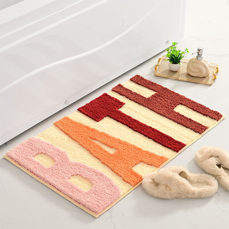 Plush Bath Rug with Inspirational Text Kalsten