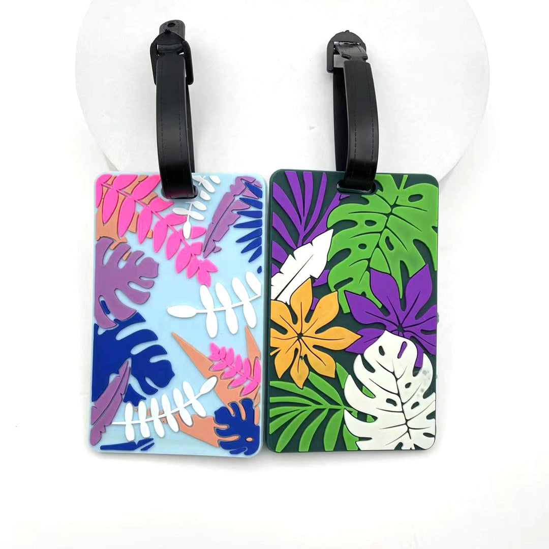 silicone tropical leaf luggage tag with embossed layered design Kalsten