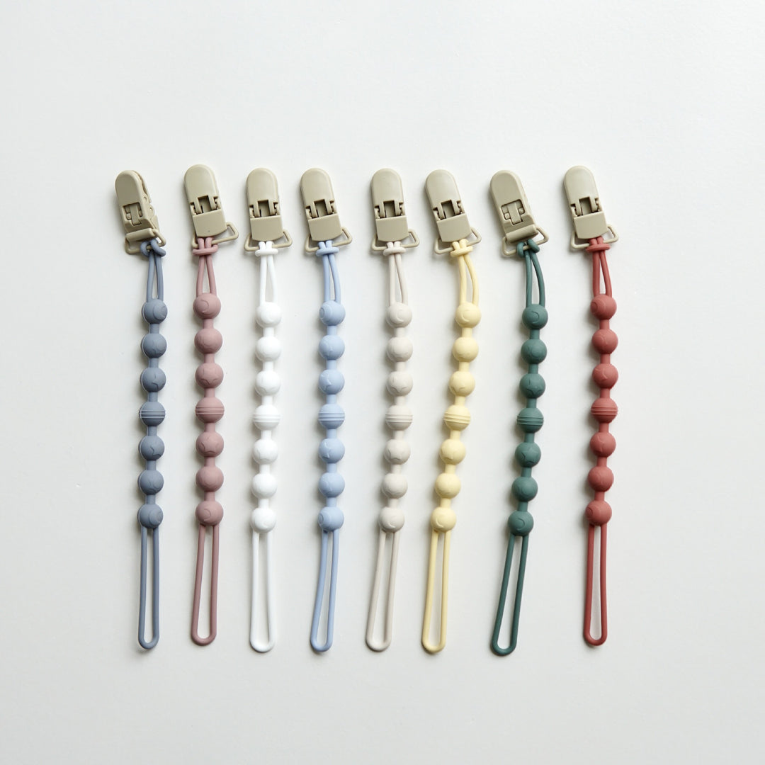 Infant Teething Bead Pacifier Holder Clip with Secure Clamp