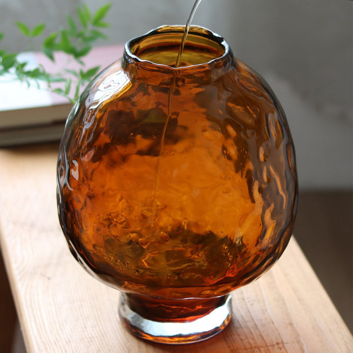 Handblown Organic Mushroom-Shaped Pedestal Vase with Thick Base Kalsten