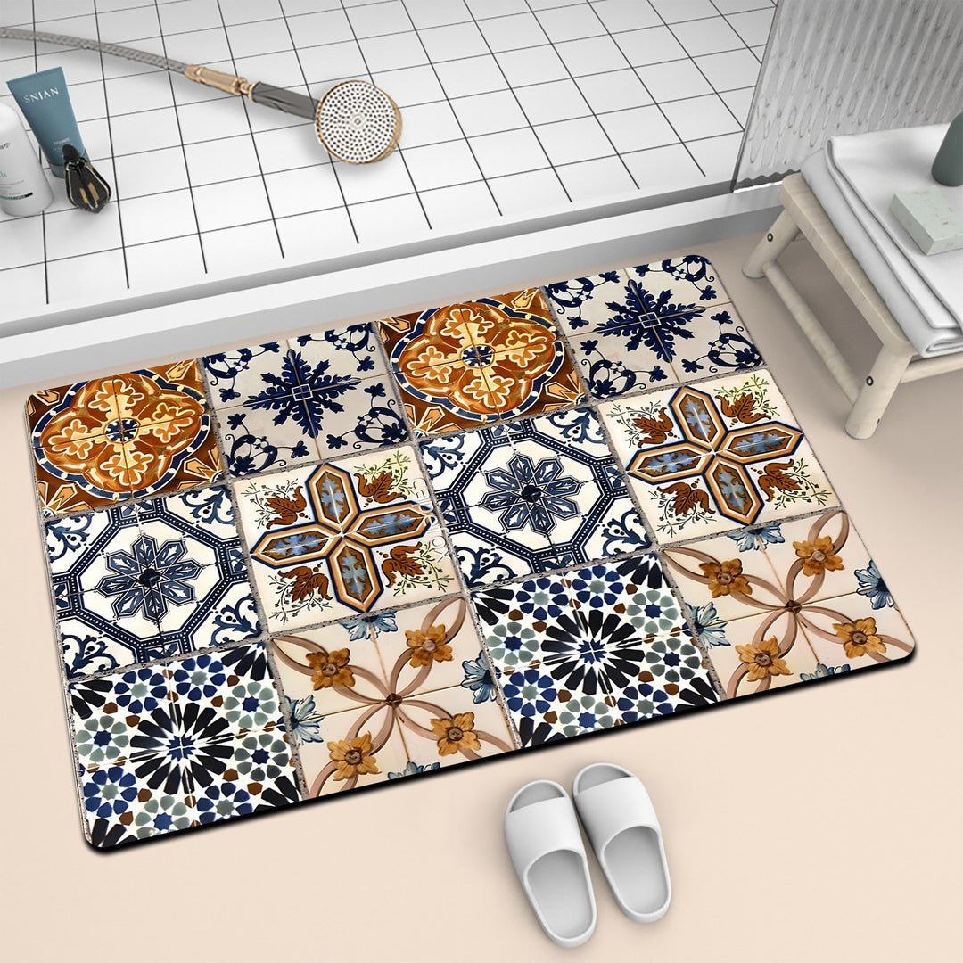 Colorful Geometric Pattern Bath Mat Kalsten