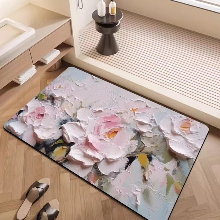 Luxury Textured Floral Bath Mat Kalsten