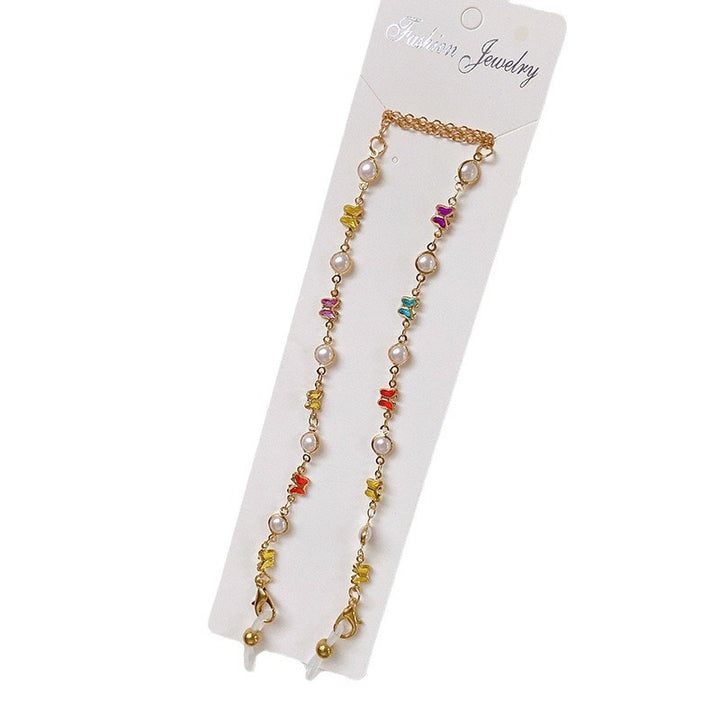 Stylized glasses holder chain with colorful crystals Kalsten