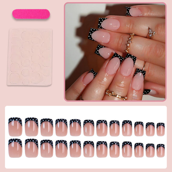 Artificial nail set with elegant black and white accents Kalsten