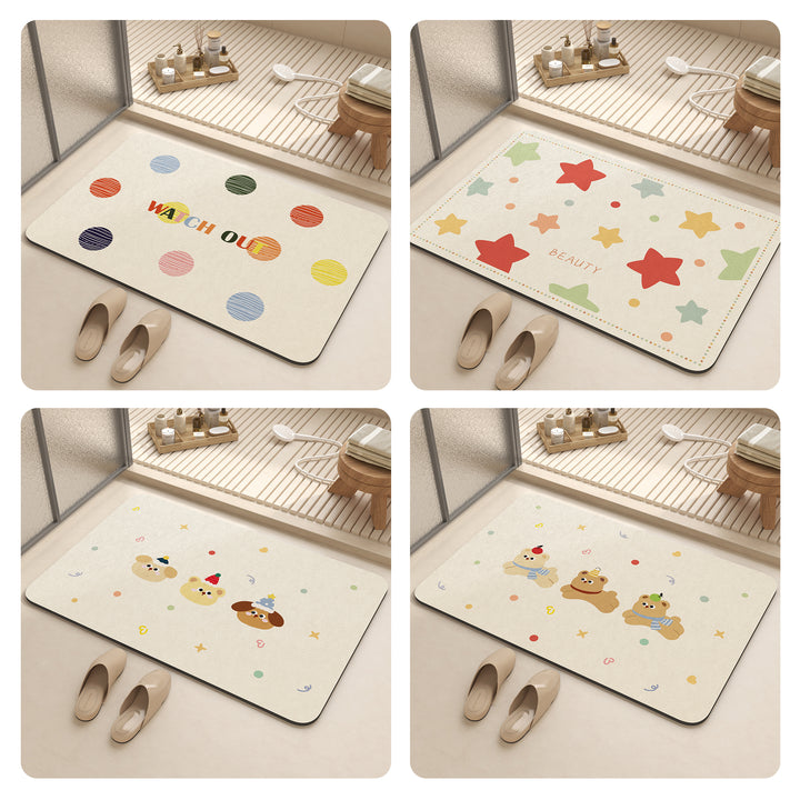 Playful Cartoon Dog-Themed Bath Mat Kalsten