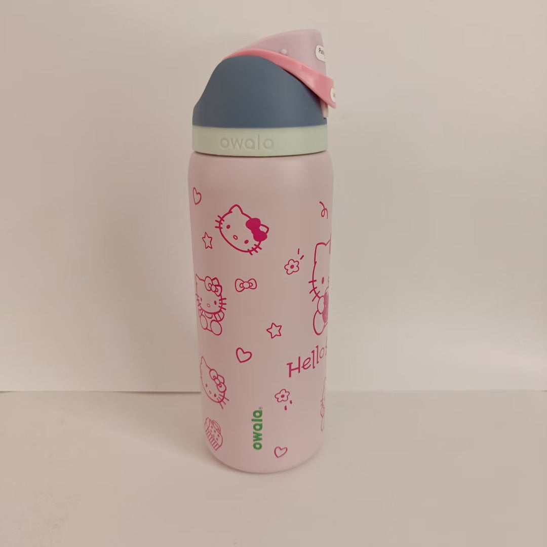 Double-Wall Vacuum Insulated Stainless Steel Travel Bottle With Flip Straw Leakproof Lid And Character Print