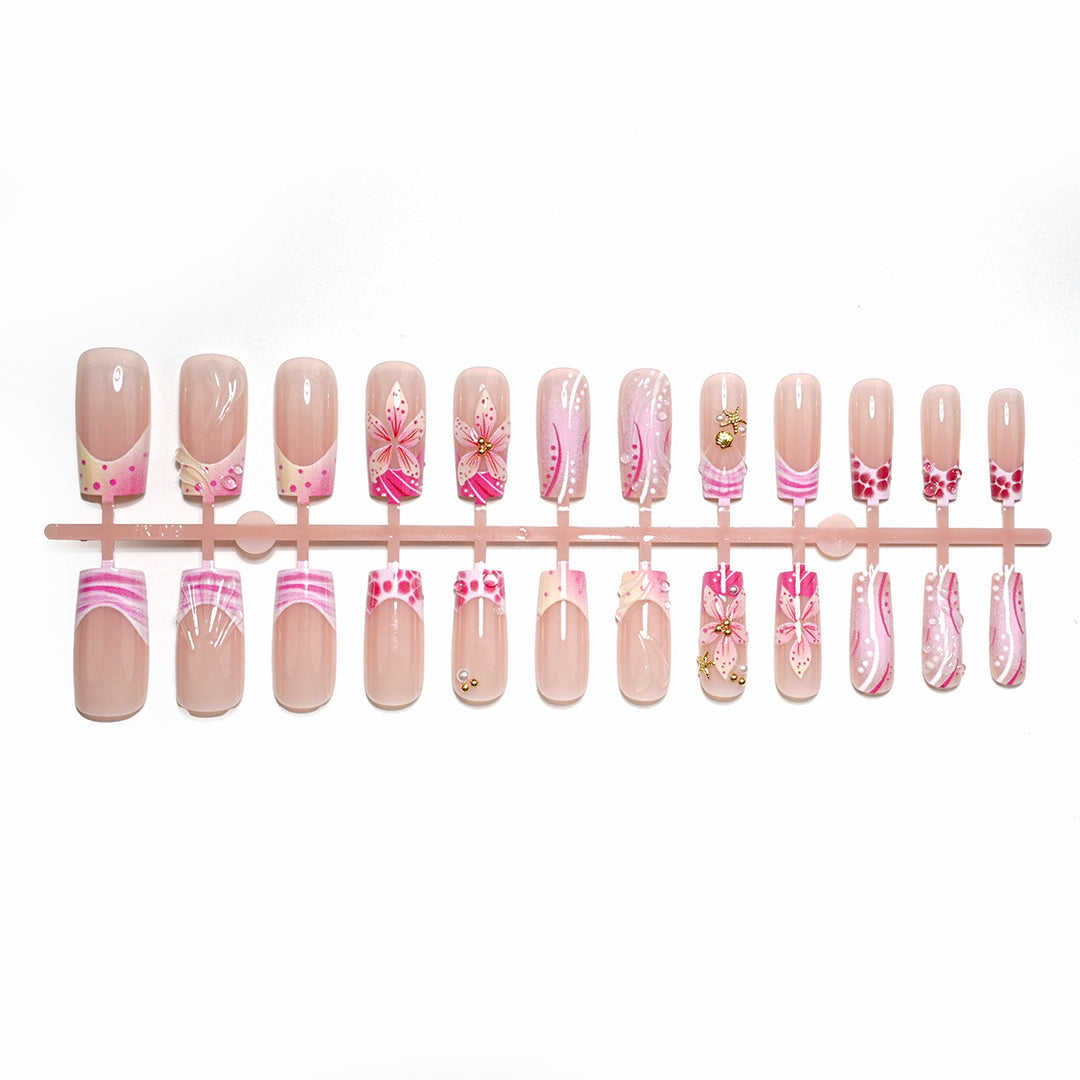 Floral Adhesive Press-On Nail Set