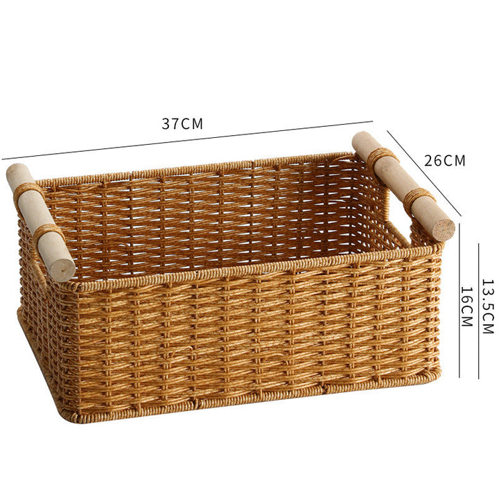 Handcrafted Woven Storage Basket with Wooden Handles Kalsten