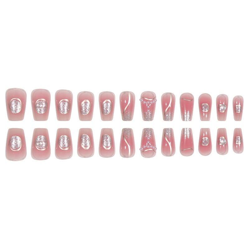 Elegant Stiletto Press-On Nail Set with Gem and Glitter Accents Kalsten