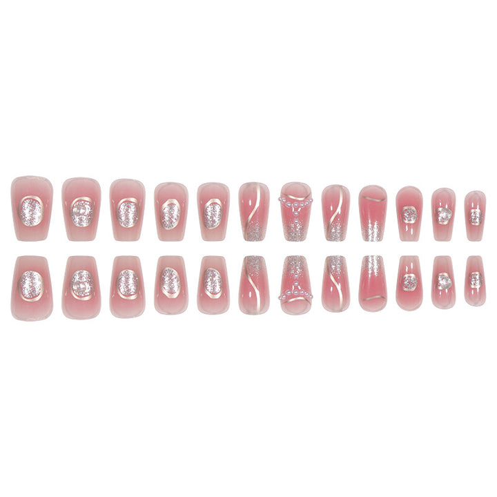 Elegant Stiletto Press-On Nail Set with Gem and Glitter Accents Kalsten