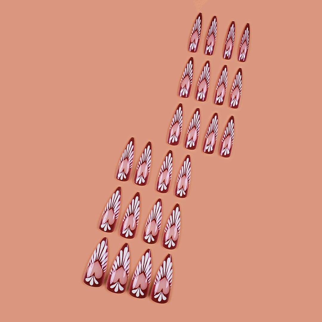 Heart-Inspired Press-On Nail Art Extensions