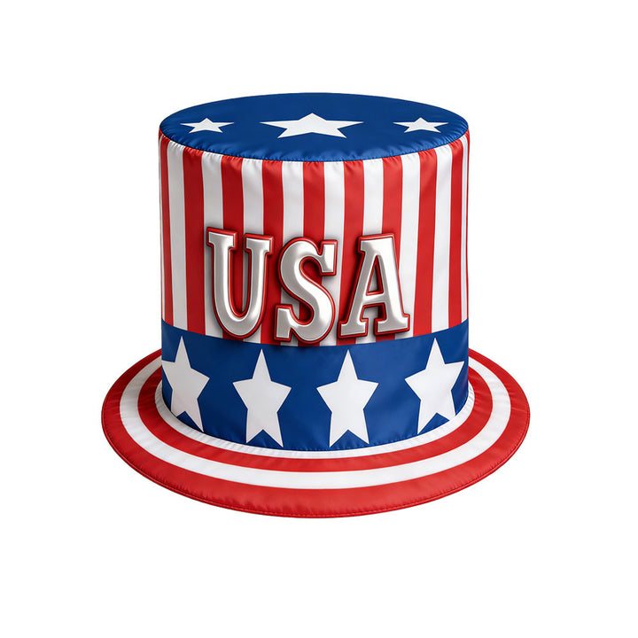 Unisex nan patriotic party top hat with all-over flag pattern and stable brim Kalsten