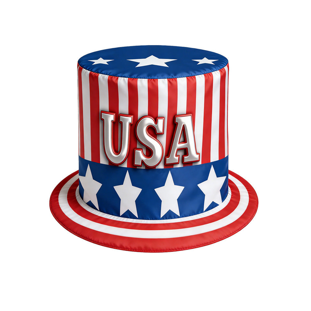 Unisex nan more patriotic party top hat with USA flag design and wide brim Kalsten