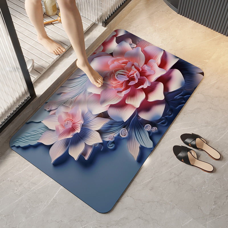 Artistic Floral Design Bath Mat Kalsten