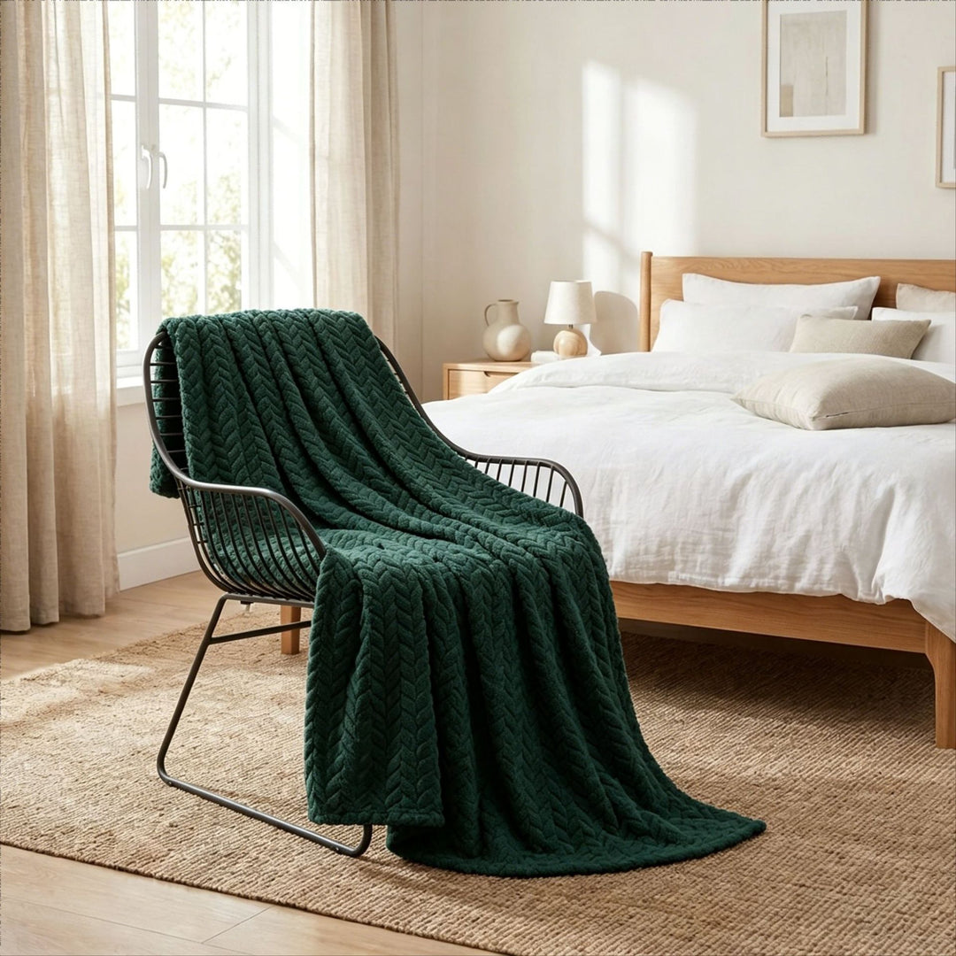 Chevron Patterned Plush Throw Blanket