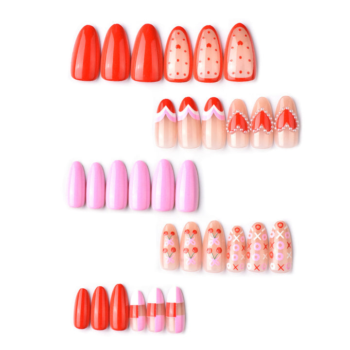 Themed Heart-Inspired Press-On Nail Art Set