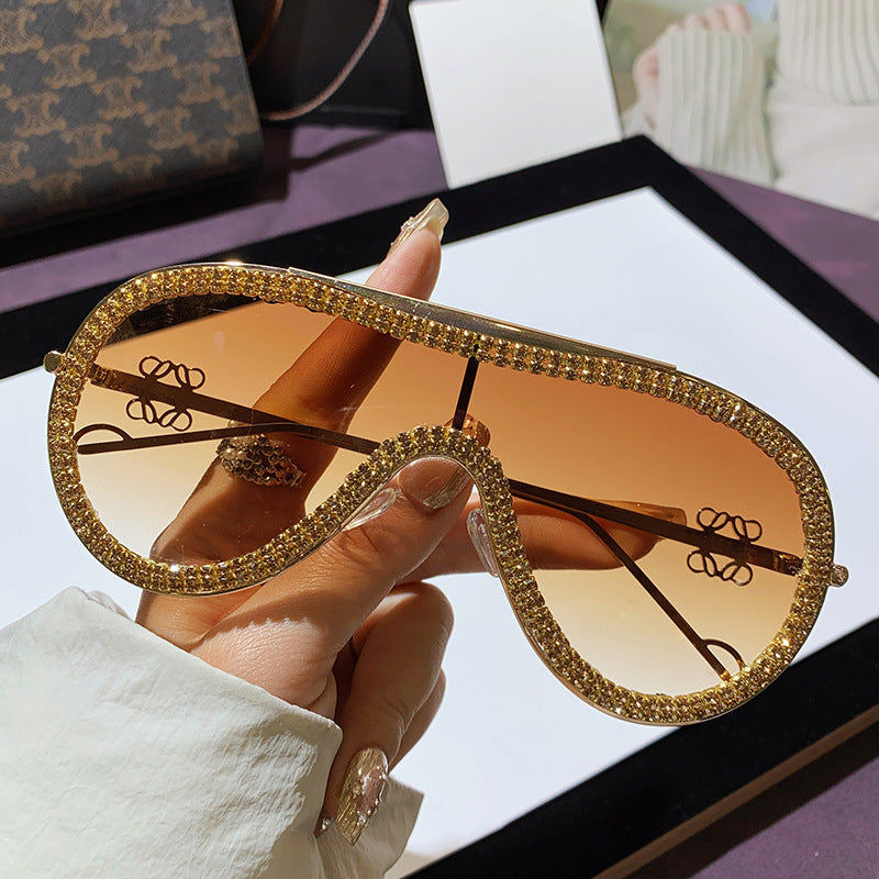 Women's Glamorous Oversized Sunglasses with Rhinestone Accents Kalsten