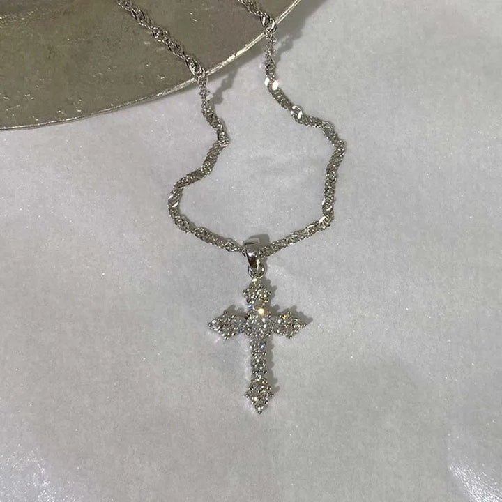 Cross pendant necklace with sparkling zirconia stones Kalsten