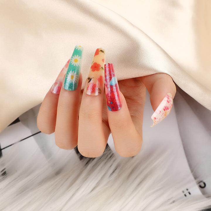 Artificial nails with floral patterns Kalsten