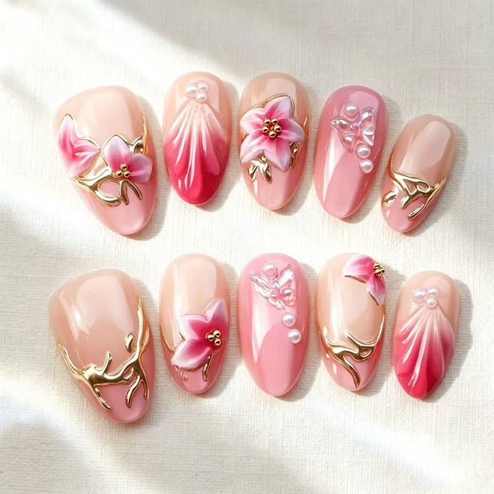 Artistic Floral Press-On Nail Collection