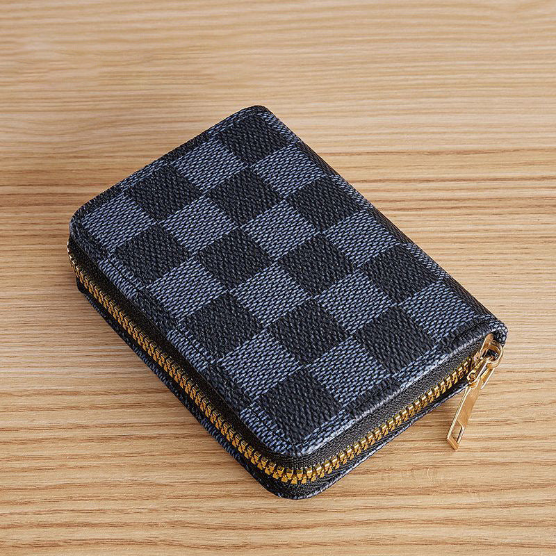 Checkerboard Pattern Zippered Wallet