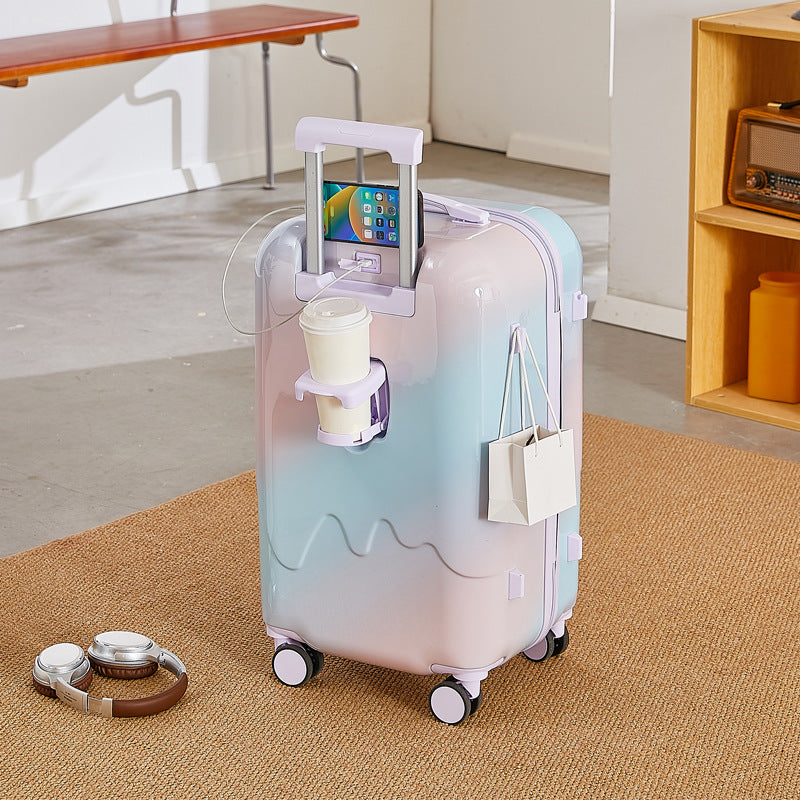 Unisex Functional Hardshell Carry-On Suitcase with Drink Holder Kalsten