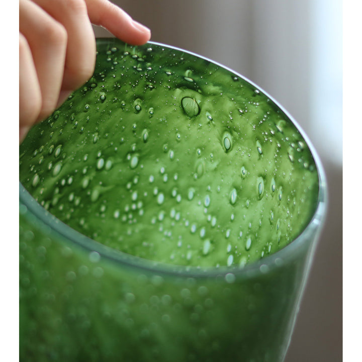 Tall Art Glass Ombre Cylinder Bud Vase with Encased Bubble Texture Kalsten