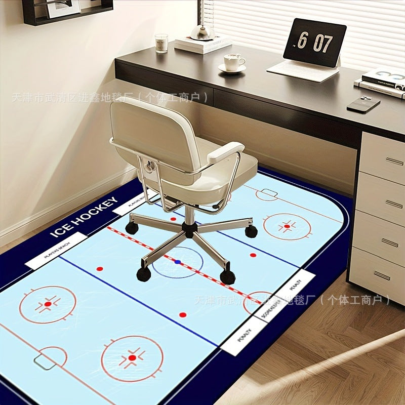 Ice Hockey Themed Area Rug for Home Decor
