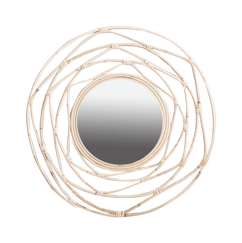 Round Wall Mirror with Rattan Design Kalsten