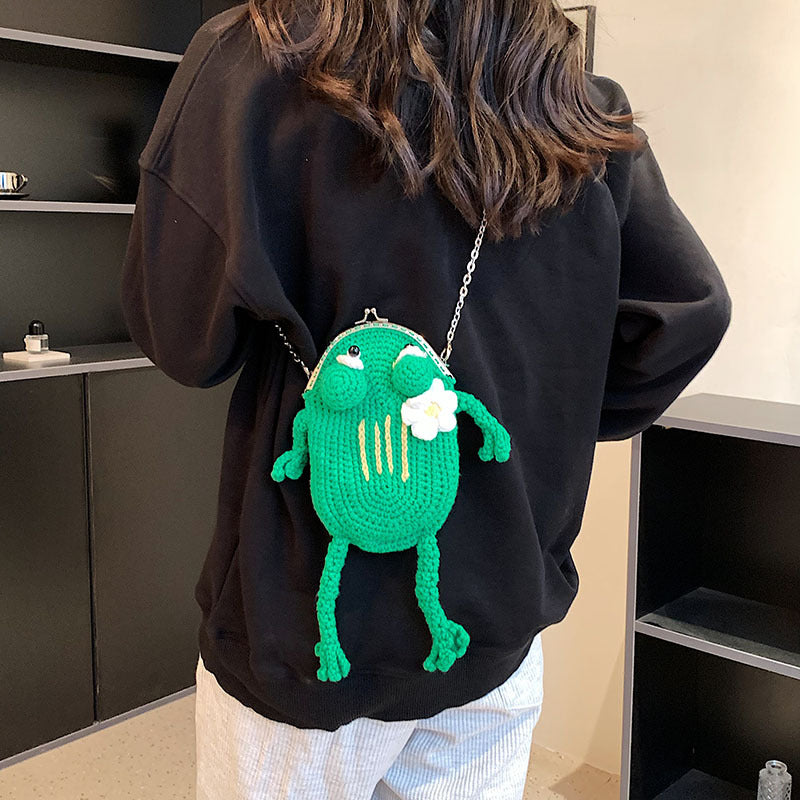Frog-Shaped Crochet Mini Handbag
