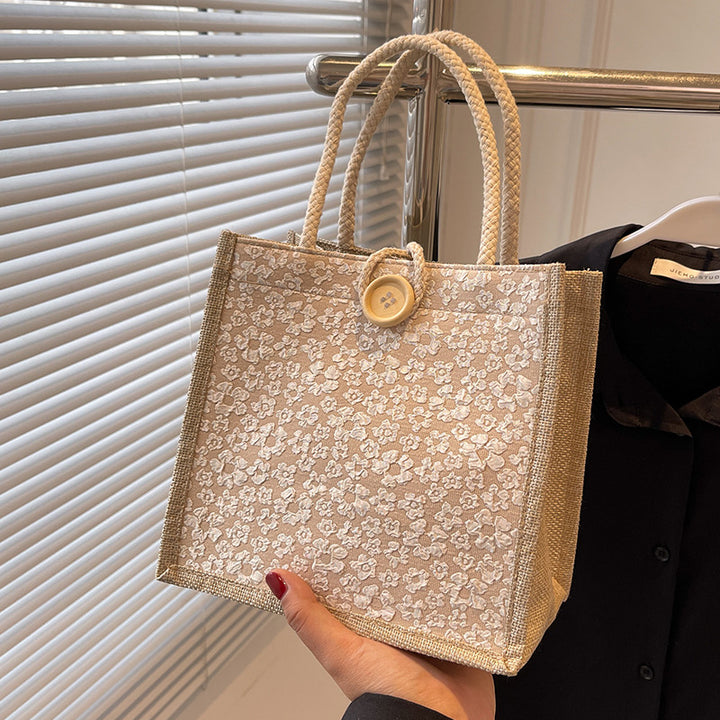 Elegant Floral Patterned Handheld Tote Bag