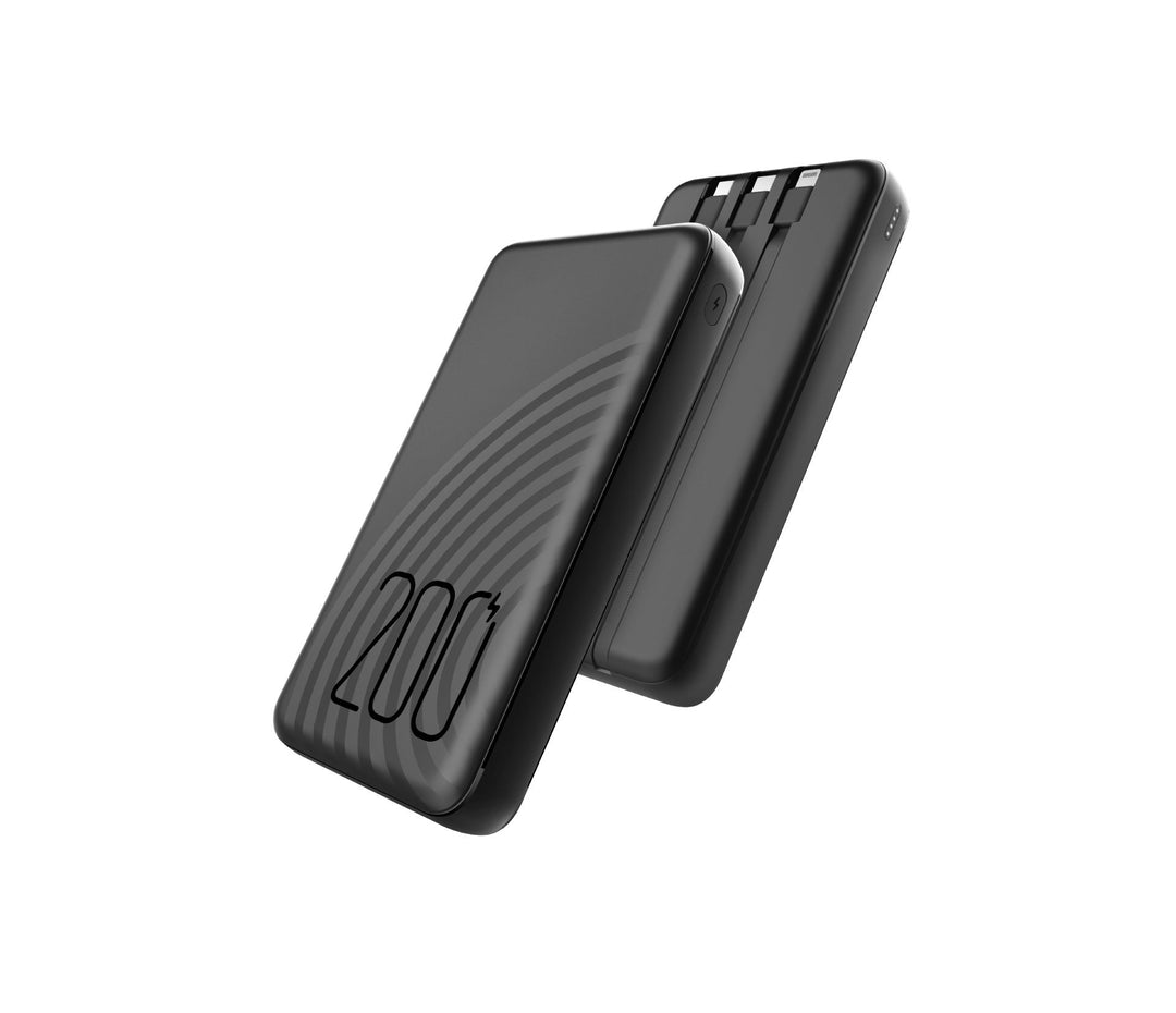 High-capacity wireless power bank with integrated retractable charging cables and LED battery indicators Kalsten