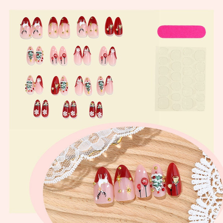 Artificial nail set with festive designs and glitter elements Kalsten