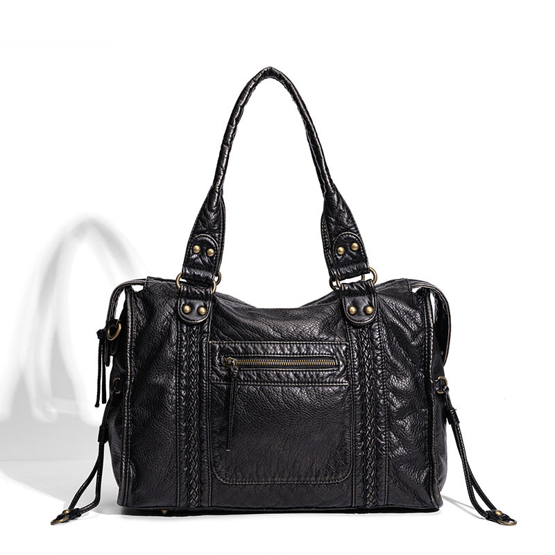 Distressed Leather Satchel Bag Kalsten