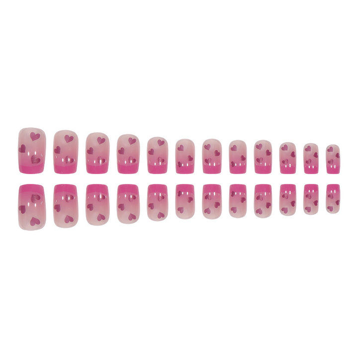 Heart-Embellished Ombre Press-On Nails Kalsten