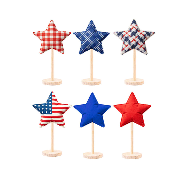 Unisex decorative fabric stars on wooden stand table decoration Kalsten