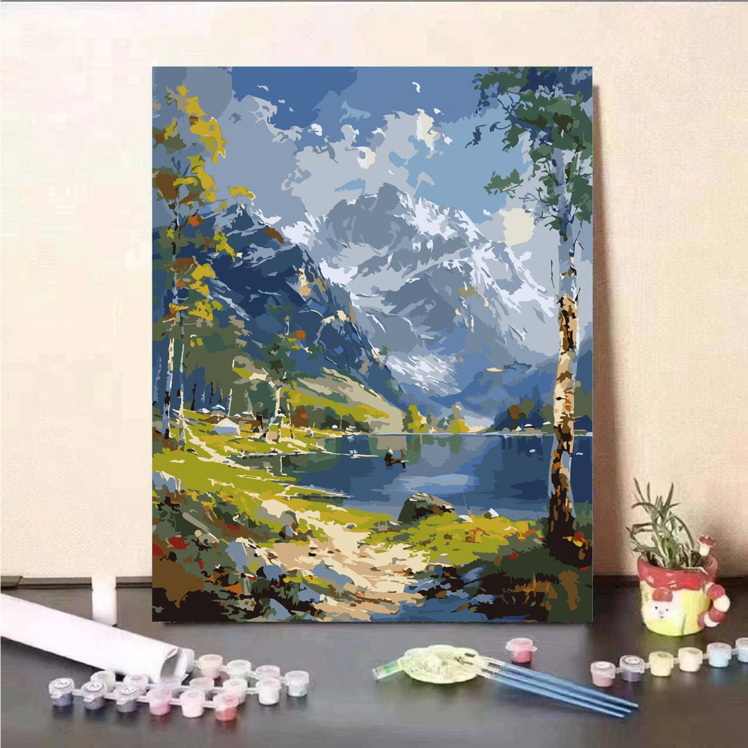 Scenic Mountain Lake Paint by Numbers Kit Kalsten