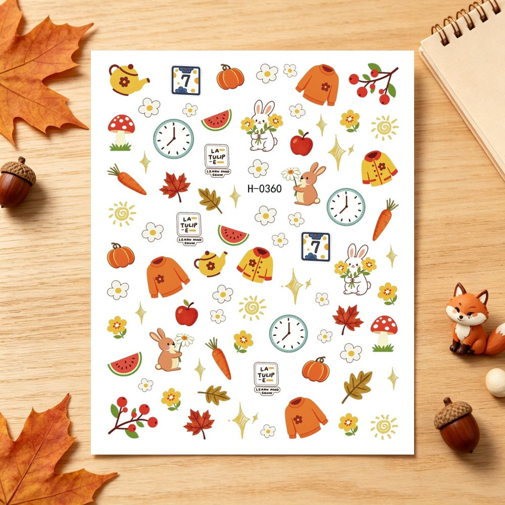 Autumn-Themed Nail Art Stickers