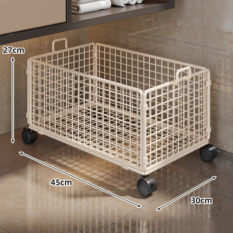 Under-Cabinet Low-Profile Rolling Mesh Storage Crate with Four Swivel Locking Casters
